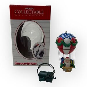 Vintage 1989 NOMA Ornamotion Hot Air Balloon Santa Christmas Ornament w/ Box